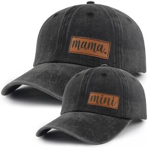 Funny Embroidered Mama and Mini Hat for Mom Kid, Adjustable Matching Parent-Child Baseball Cap Set of 2