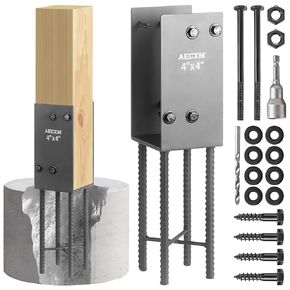 6"x6" (Actually 5.5"x5.5") Post Base, Heavy Duty U-Shaped Fence Post Holder Bracket, Wet Concrete Post Bracket, for Deck railings, Fences, gazebos Wet Concrete Post Anchor (Dark Gray-2Pack)