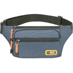 Waist Packs, 8 Inch x 5.2 Inch Blue Oxford 3 Pocket Waist Bag for Sports, Running, Travel and Outdoors (blue)
