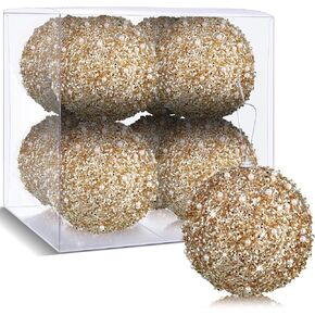 8 Pcs 4 Inch Christmas Tree Ball Ornaments Glitter Sequin Foam Ornaments Hanging Decorations for Xmas Wedding Party Holiday Decor(White)