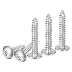 uxcell 50Pcs #8 x 1 Phillips Head Self Tapping Screws, 304 Stainless Steel Flat Head High-Strength Quick Tapping Screws Wood Screw for Wood, Metal, Plastic, Silver