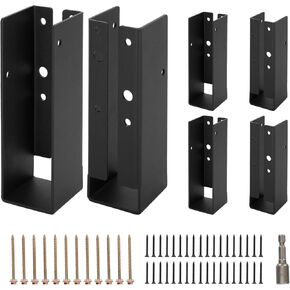 6 Pcs of 2x6 Joist Hangers, Concealed Joist Hangers, Q235B Black Powder Coated Heavy Duty Solid Steel Truss Brackets for 2 "x6 Beams, Swings, Floor Decks and Ceiling Truss Tie Brackets.
