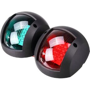 Pair of Boat navigation lights LED,MARINE LED Navigation Side Bow Lights Waterproof Running Lights For Marine Yacht Position Light Red & Green Parking Lamp (Black)