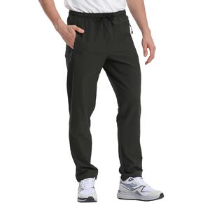 Men's Hiking Pants,Breathable Quick Dry Fishing Running Athletic Active Jogger Sweat Pant with Zipper Pockets