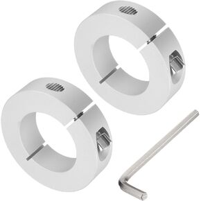 uxcell Single Split Shaft Collar Set for 50mm Shaft, One-Piece 2pcs Clamping Collars 85mm OD, 22mm Thickness, Aluminum Alloy Clamp-On Collar with M10 Set Screws and a Wrench