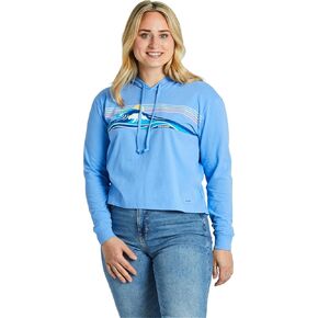 Life is Good - Womens Wavy Stripes Crusher Boxy Hoodie