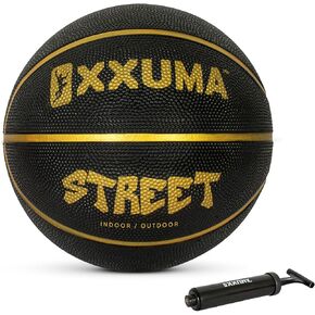 XXUMA Street Official Regulation Size 7 (29.5 inches) Rubber Basketball Deep Channel Construction Streetball Made for Indoor Outdoor Basketball Games with Free Pump