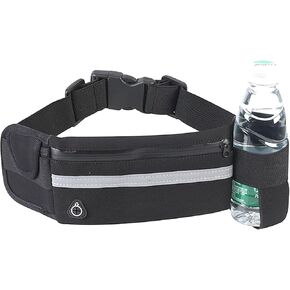 Waist Packs, 7.5 Inch x 3.9 Inch Black Waterproof Rubber 3 Pocket Waist Bag for Sports, Running, Travel and Outdoors (black)