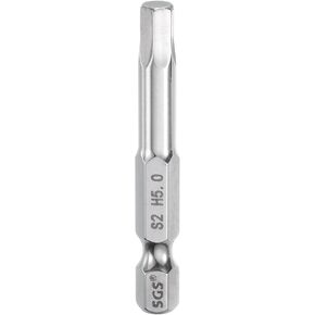 HARFINGTON 5mm Hex Head Wrench Drill Bit, 1/4" Hex Shank, 50mm Long, Magnetic S2 Steel, Industrial Grade, Hexagon Flat Tip Drill Bits for Screws