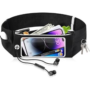 Running Belt Fanny Pack [6.8''Touch Window], Slim Waist Running Pack for Women Men, Adjustable & Reflective, Waterproof Phone Holder for Jogging, Dog Walking, and Fitness (Fits 32-43 Inch Waist)