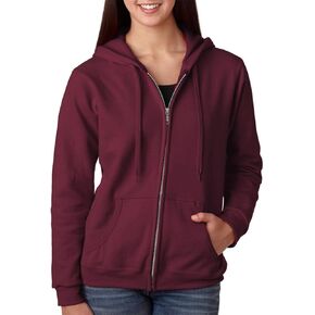 Gildan Womens 8 oz Heavy Blend 50/50 Full-Zip Hood G186FL -MAROON 2XL