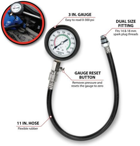 Performance Tool W80594 Multi-Use Vacuum and Fuel Pump Tester for Carburetor, Valve, and Head Gasket Testing with Instructions Included in Saudi Arabia