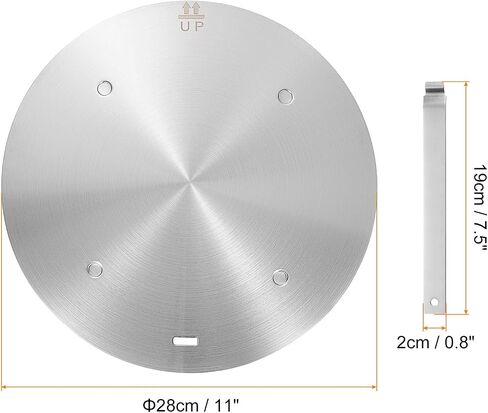 uxcell Heat Diffuser Plate for Gas Stove 11 Inch Round Heat Conduction Induction Adapter Plate with Removable Handle Cookware Protector for Cookware Heat Cooking Unfreeze, Silver Tone in Saudi Arabia
