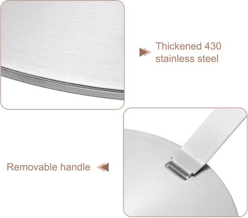 uxcell Heat Diffuser Plate for Gas Stove 11 Inch Round Heat Conduction Induction Adapter Plate with Removable Handle Cookware Protector for Cookware Heat Cooking Unfreeze, Silver Tone in Saudi Arabia