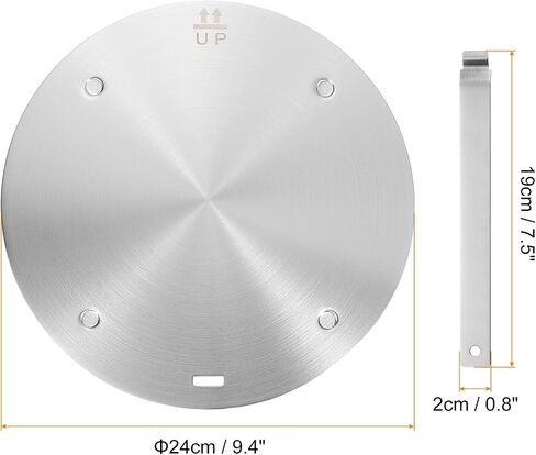 uxcell Heat Diffuser Plate for Gas Stove 11 Inch Round Heat Conduction Induction Adapter Plate with Removable Handle Cookware Protector for Cookware Heat Cooking Unfreeze, Silver Tone in Saudi Arabia
