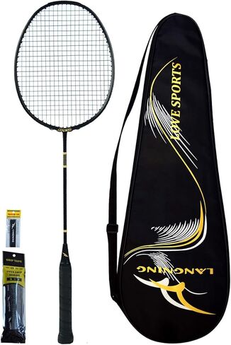 مجموعة مضارب كرة الريشة خفيفة الوزن، 9U 62 جرامًا من ألياف الكربون الكاملة مضرب كرة الريشة الأسود (Air9U Plus) (82) in Kuwait