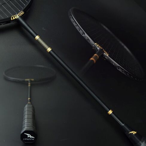 مجموعة مضارب كرة الريشة خفيفة الوزن، 9U 62 جرامًا من ألياف الكربون الكاملة مضرب كرة الريشة الأسود (Air9U Plus) (82) in Kuwait