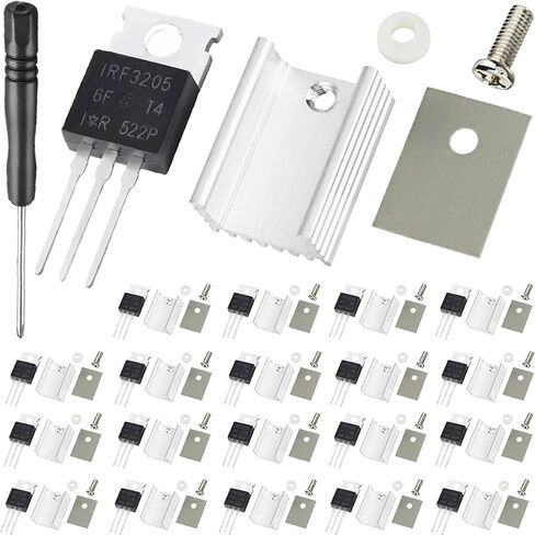 IRF3205 3205 Mosfet Transistor 55V 110A N-Channel Power MOSFETS Transistor TO-220 مع مجموعة تركيب مفك براغي من الألومنيوم، للاستخدام بنفسك (20 قطعة) in Saudi Arabia
