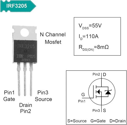 IRF3205 3205 Mosfet Transistor 55V 110A N-Channel Power MOSFETS Transistor TO-220 مع مجموعة تركيب مفك براغي من الألومنيوم، للاستخدام بنفسك (20 قطعة) in Saudi Arabia