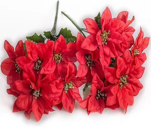 LILOCOO2PCS Artificial Poinsettia Bushes Christmas Artificial Flowers Silk Artificial Christmas Flower White Poinsettia Flower for Home Decor Indoor Outdoor Table Centerpieces Christmas Tree Ornament… in Saudi Arabia