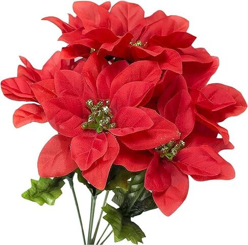 LILOCOO2PCS Artificial Poinsettia Bushes Christmas Artificial Flowers Silk Artificial Christmas Flower White Poinsettia Flower for Home Decor Indoor Outdoor Table Centerpieces Christmas Tree Ornament… in Saudi Arabia