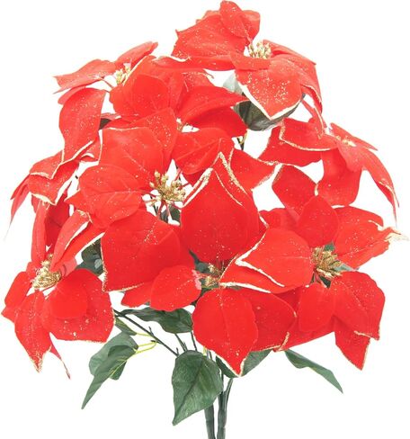 LILOCOO2PCS Artificial Poinsettia Bushes Christmas Artificial Flowers Silk Artificial Christmas Flower White Poinsettia Flower for Home Decor Indoor Outdoor Table Centerpieces Christmas Tree Ornament… in Saudi Arabia
