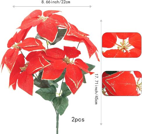 LILOCOO2PCS Artificial Poinsettia Bushes Christmas Artificial Flowers Silk Artificial Christmas Flower White Poinsettia Flower for Home Decor Indoor Outdoor Table Centerpieces Christmas Tree Ornament… in Saudi Arabia