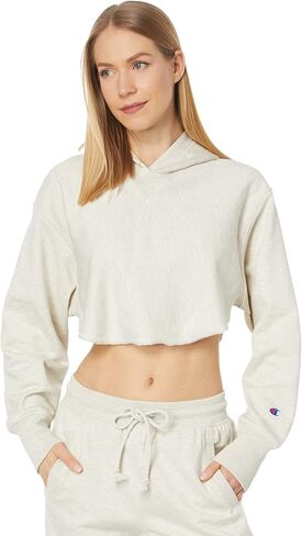 Champion Reverse Weave French Terry Crop Curve Hem Hoodie in Saudi Arabia