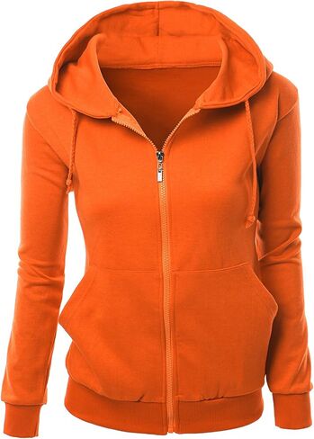 Women's Basic Long Sleeve Zip Up Hoodie in Colors in Saudi Arabia
