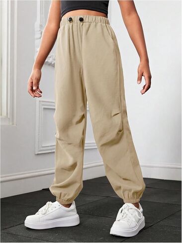 Floerns Girl's Solid Drawstring Waist Athletic Running Jogger Sweatpants in Saudi Arabia