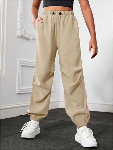 Floerns Girl's Solid Drawstring Waist Athletic Running Jogger Sweatpants in Saudi Arabia