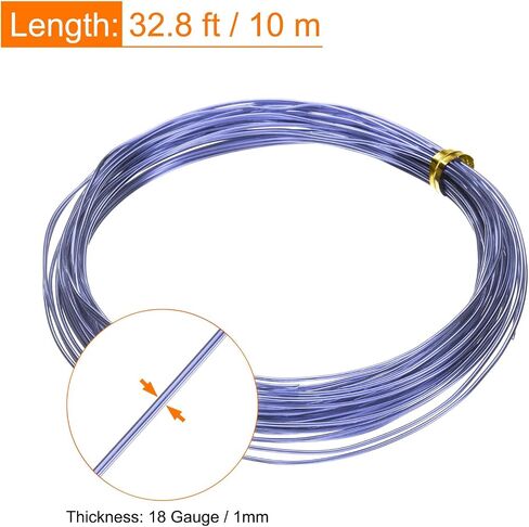 uxcell 18 Gauge 1mm Aluminum Wire, 32.8 Ft(10m) Bendable Metal Wire Jewelry Craft Wire Beading Armature Wire for DIY Crafts Wreath Making Sculpting Floral Bonsai Trees, Light Purple in Saudi Arabia