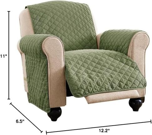 Collections Etc Reversible Quilted Jumbo Recliner Cover, Spill-Resistant with Ties - Covers Seat Bottom, Seat Back and 2 Seat Arms (Jumbo Recliner, Burgundy/Taupe) in Kuwait