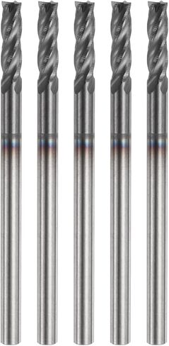 HARFINGTON 5pcs Carbide Square Nose End Mill Bit 3/32" Cut Dia 4 Flutes TiAlN Coated Milling Cutter for Hardened Steel Metal (3/32" Shank 9/32" Cut Length 1-1/2" Long 30 Degree Helix) in Saudi Arabia