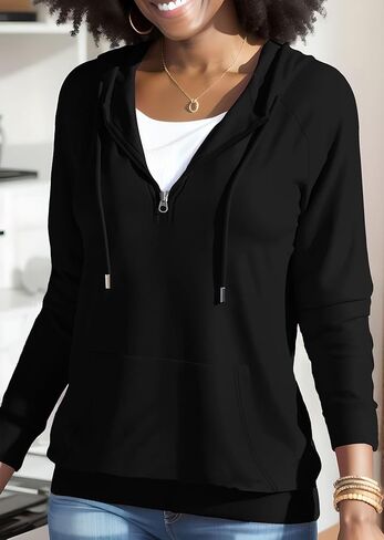 بلوفر نسائي بغطاء للرأس من Nimsruc، بأكمام طويلة، وبلوزات كاجوال كبيرة الحجم in Kuwait