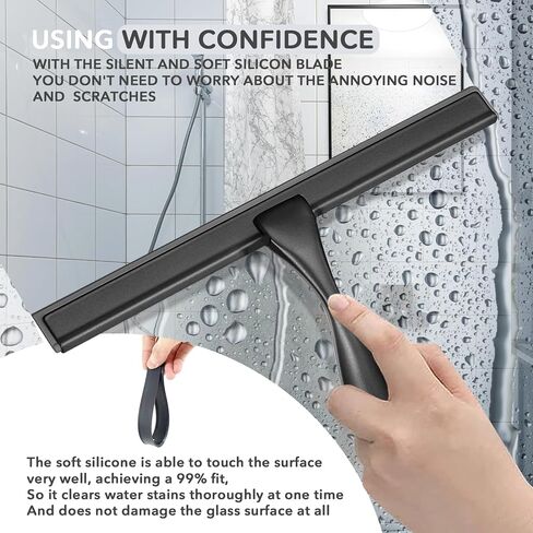 All-Purpose Handheld Squeegee for Shower Door, Stainless Steel Shower Door Squeegee with Hook, Glass Water Wiper for Mirrors Window Tile Wall Car, Bathroom Water Removal Tool (10-inches) in Saudi Arabia
