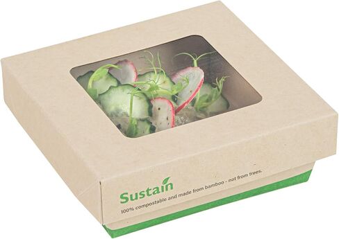Restaurantware-Sustain 34 Ounce Sturdy Paper Take Out Boxes,200 Disposable Take Out Food Containers - With PLA lining,Paper Lid With Clear PLA Window,Bamboo Paper Containers,Compostable,Greaseproof in Saudi Arabia