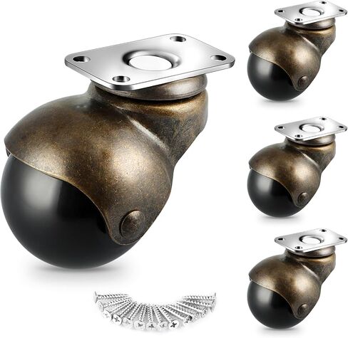 2" Vintage Ball Caster Wheels, Swivel Plate Spherical Caster, Mount for Furniture, Cabinet, Set of 4 in Saudi Arabia