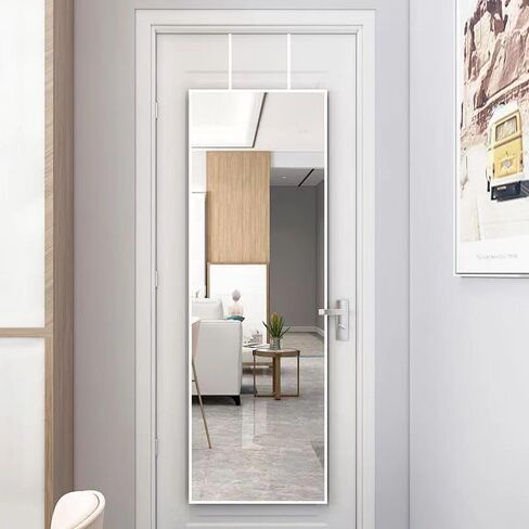 Over The Door Mirror Hanger, Adjustable Door Mirror Hanger Over The Door Mirror Hooks Perfect Height & Fit, 1Pair White Mirror Brackets Set Door Depth Door Mirror Hook 4-Level ( Not Included Mirror) in Saudi Arabia