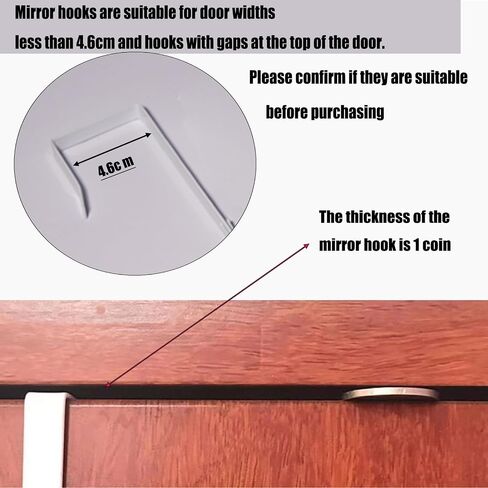 Over The Door Mirror Hanger, Adjustable Door Mirror Hanger Over The Door Mirror Hooks Perfect Height & Fit, 1Pair White Mirror Brackets Set Door Depth Door Mirror Hook 4-Level ( Not Included Mirror) in Saudi Arabia