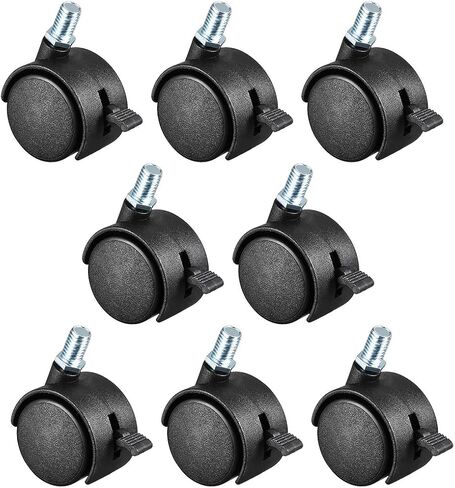 uxcell 8 Pcs 1.5 Inch Swivel Caster Wheels Nylon 360 Degree Threaded Stem Caster Wheel with Brake, M8 x 15mm, 33lb Capacity Each in Saudi Arabia