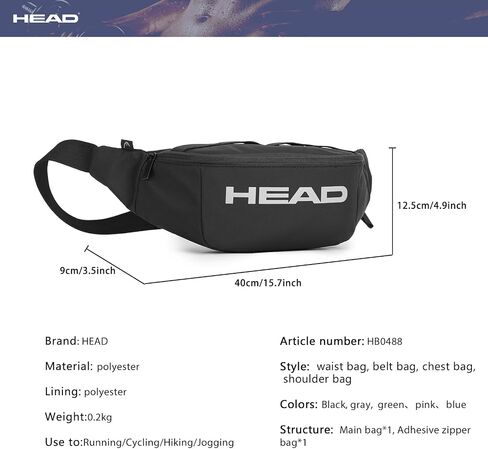 HEAD Waterproof Fanny Pack for Women & Men, Crossbody Chest Bag Sling Belt Bag for Travel/Workout, Sport Gym Waist Bags for Running/Cycling/Hiking/Jogging (Green) in Saudi Arabia