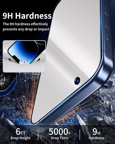 قطعتان من واقي شاشة الخصوصية لهاتف iPhone 15 Pro Max من الزجاج المقوى العاكس مع إطار محاذاة سهل التركيب، تأثير مرآة مثالي مضاد للتجسس (6.7 بوصة فضي) in Saudi Arabia