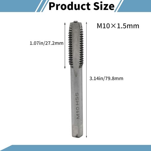 VIKKSAER M10 x 1.5mm Metric Machine Thread Tap 2PCs, H2 High Speed Steel Straight Flutes Screw, Tapping Threading Machinist Repair DIY Tools in Saudi Arabia