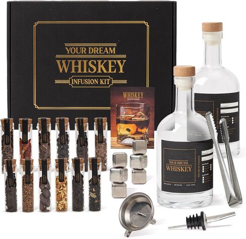 Whiskey Gifts for Men - Whiskey Making Kit - Whiskey Infusion Kit Gift Sets Men with Bottles, Wood Chips, Botanicals, Whiskey Stones - Whiskey Set Gifts for Men - Bourbon Kit Mens Gift Set in Saudi Arabia