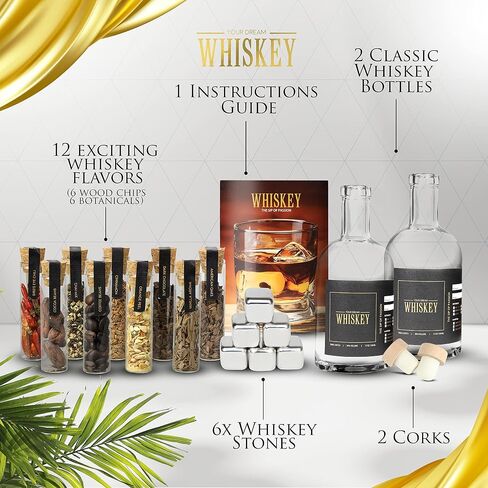 Whiskey Gifts for Men - Whiskey Making Kit - Whiskey Infusion Kit Gift Sets Men with Bottles, Wood Chips, Botanicals, Whiskey Stones - Whiskey Set Gifts for Men - Bourbon Kit Mens Gift Set in Saudi Arabia