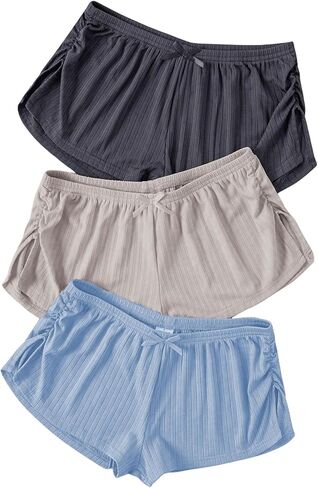 SHENHE Women's 3 Pack Soft Pajama Shorts Elastic Waist Solid Lounge Shorts Sleepwear in Kuwait