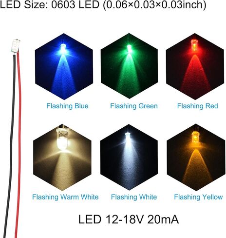 PATIKIL 12-18V 0603 Pre Wired LED Set,120Pcs 7.8" Pre-soldered Micro Surface Mount Device Light Emitting Diodes with Edge for Home Decor Model Build,Colorful in Kuwait