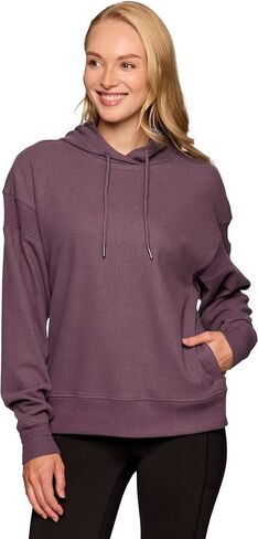 RBX Women's Waffle Knit Hoodie in Regular and Plus Sizes, Midweight Long Sleeve Thermal Relaxed Fit Sweatshirt with Pockets in Saudi Arabia