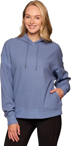 RBX Women's Waffle Knit Hoodie in Regular and Plus Sizes, Midweight Long Sleeve Thermal Relaxed Fit Sweatshirt with Pockets in Kuwait